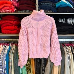 Woven Heart pink ballon long sleeve turtleneck sweater size M